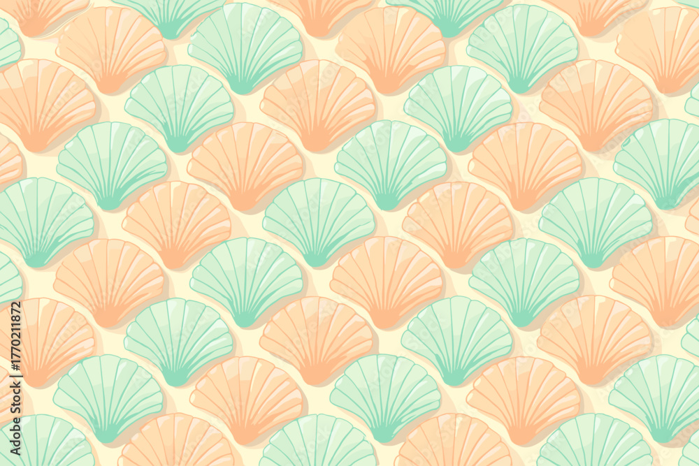 Obraz premium Elegant illustration gentle elegance pattern layered depth shell coastal wave shells vector