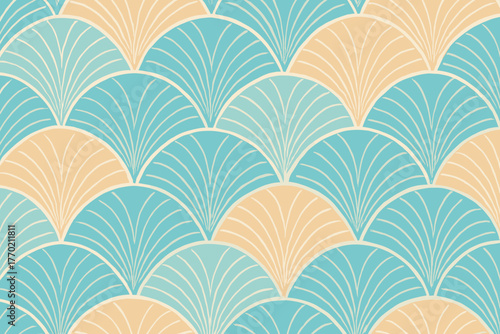 Beige shell enhancing coastal creating decorative illustration motif arcs pattern vector tranquility