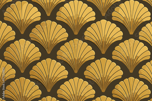 Shell gradients vector radiating illustration charm shells golden deco art shadows