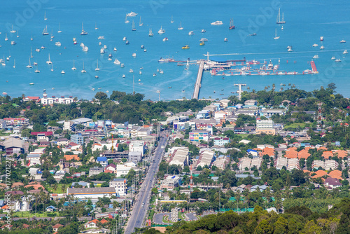 city view from the top hill of Phuket,Thailand