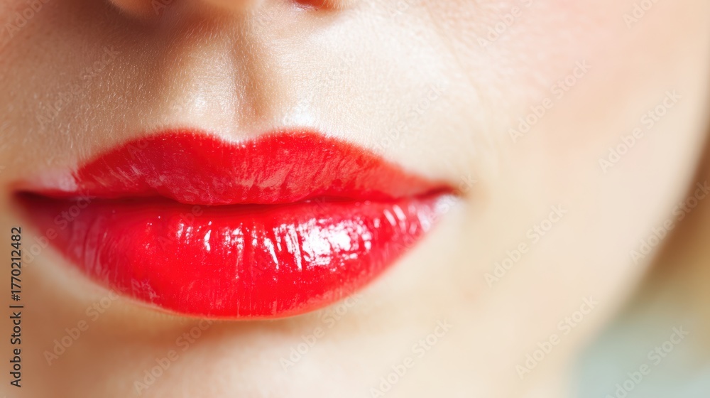 Fototapeta premium Captivating red lipstick close-up studio setting beauty photography elegant environment artistic viewpoint