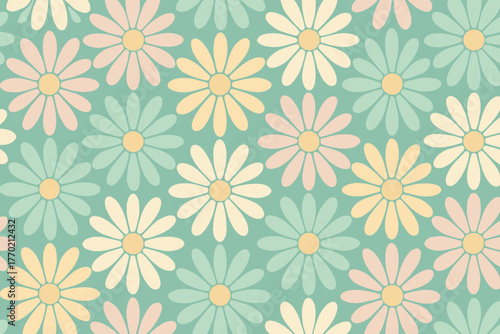 Perfect repeating decorative daisyfield calm vector radial design illustration natural transitions color