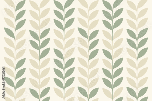 Botanical pattern repetition minimalist vector leaf illustration calm leaves smooth dark aligned