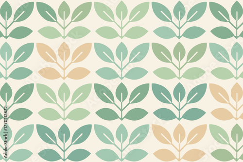 Geometric botanical horizontal pattern vector stylized illustration continuous motifs symmetrical leaf expressing