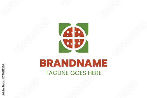 Pizza Flower Simple Modern Logo, symbolizing creativity, joy, and delicious harmony