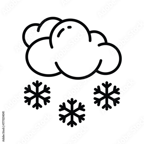 Cloud with snowflake design, representing cold winter weather icon