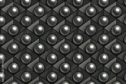 Sophisticated illusion tile geometric giving bead metallic seamless vector illustration composed tiling