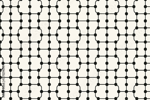 Precise tiled shapes bead surface illustration monochrome network pattern vector
