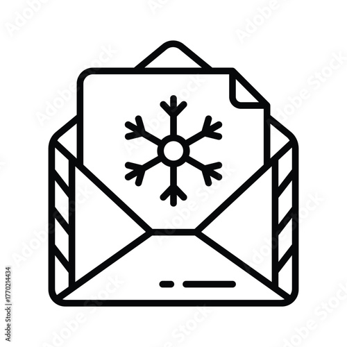 Icon of christmas letter, envelope with holiday card inside