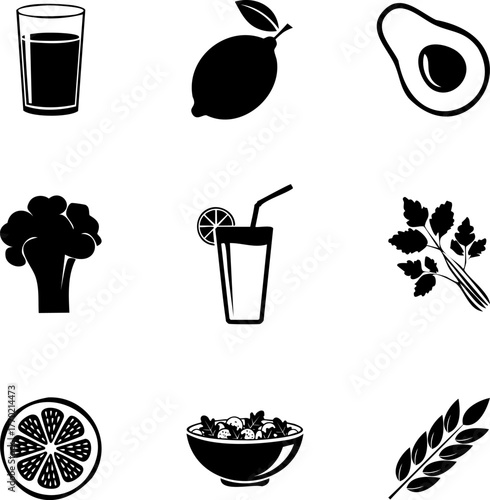 Healthy Food Clipart Black and White