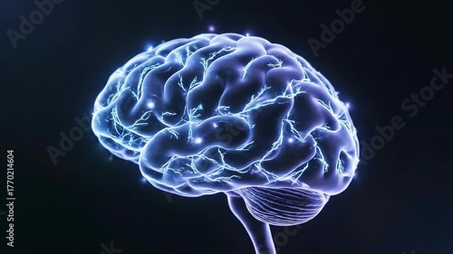 Glowing Blue Brain with Electrical Energy