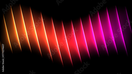 黒背景とカラフルな蛇腹状の光
