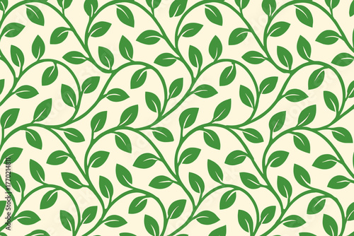 Leafchain growth vines pattern simple illustration rhythmic linear curved vector connected leaves