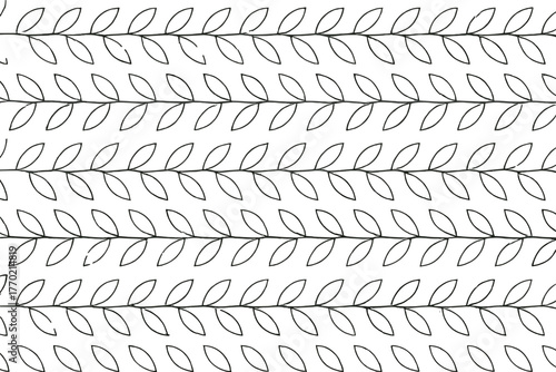 Illustration continuous linear minimalist leaf design pattern natural repetition leafchain borders vector