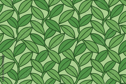 Chain pattern leafy rhythmic overlapping connected vector seamless woven illustration texture