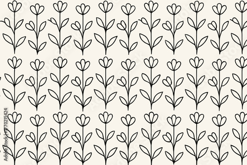 Repeating floral gentle natural create petals minimalistic illustration to bloomrow vector stems