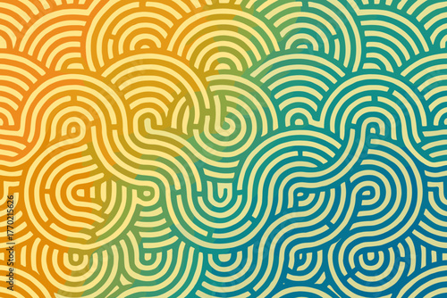 Creating transitions circular interwoven clean labyrinth rhythmic endless vector layered gradient illustration