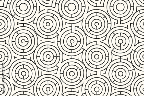 Continuously geometric illustration circular background maze intersecting vector balance patterns minimal soft