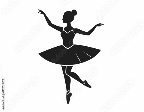 Silhouette of a graceful ballerina performing a classical dance pose, elegantly poised.