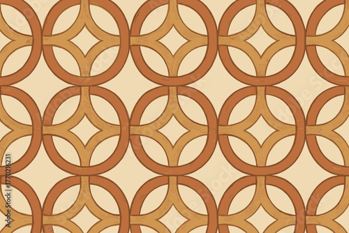 Interlocking decorative composed linen shapes rendered weave pattern vector illustration tones