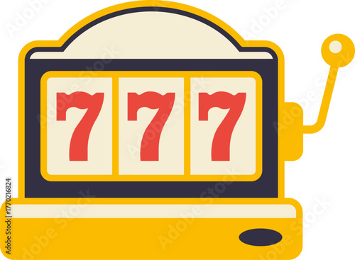 Casino jackpot Slot machine. Jackpot poker 777 slot machine icons. Gambling fortune vector concept. Illustration of game machine, gaming casino, one arm bandit. Lucky icons set.