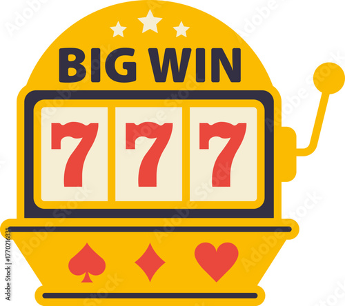 Casino jackpot Slot machine. Jackpot poker 777 slot machine icons. Gambling fortune vector concept. Illustration of game machine, gaming casino, one arm bandit. Lucky icons set.