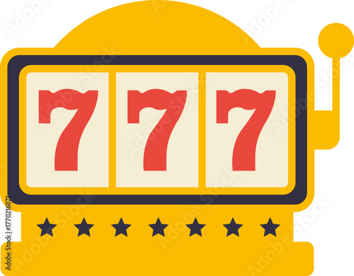 Casino jackpot Slot machine. Jackpot poker 777 slot machine icons. Gambling fortune vector concept. Illustration of game machine, gaming casino, one arm bandit. Lucky icons set.