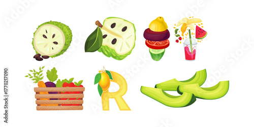 Fresh fruits and vegetables arranged in a healthy, vibrant display perfect for promoting wellness, nutrition, and organic produce