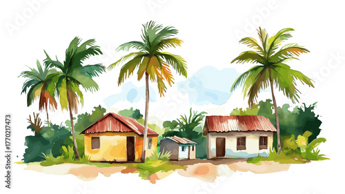 Bartica. Bartica hand drawn watercolor illustration