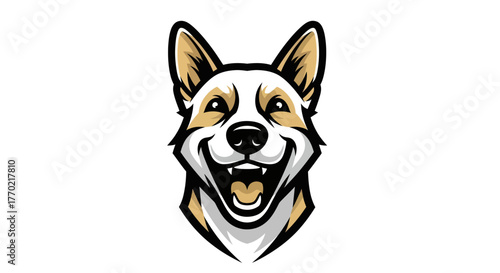 Cheerful Corgi Head Mascot with a Big Smile.