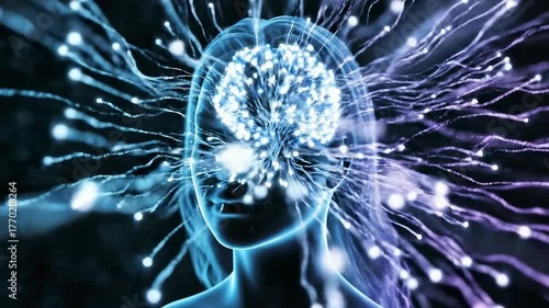 Glowing Brain and Human Mind Concept