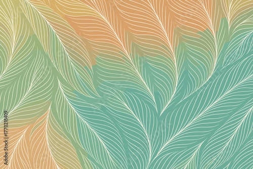 Curved featherlines pattern across illustration simple linear vector seamless tones symphony luminous