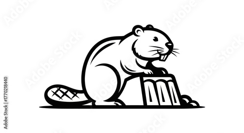 Detailed Beaver Illustration - A Classic Symbol of Hard Work and Ingenuity.