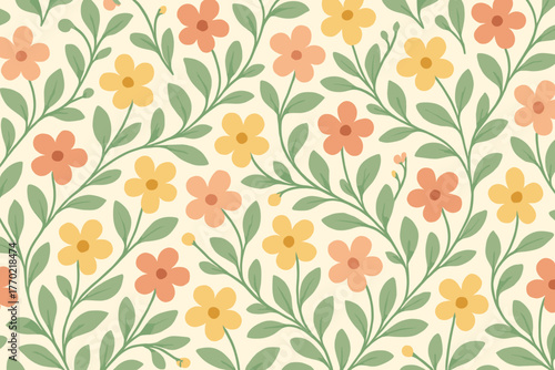 Curved rhythmic motifs floral texture forming illustration delicate harmony repeating vector rows