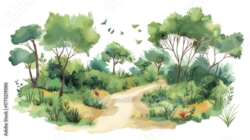 Santa Teresa National Park. Santa Teresa National Park hand drawn watercolor illustration