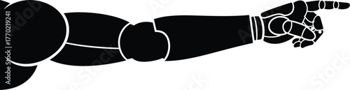 futuristic robotic arm Ai technology with mechanical bionic hand gesture vector illustration. Robotic AI agent automation finger pointing forward icon silhouette. 