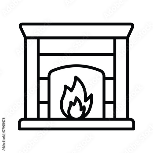 Grab this creatively design line icon of fireplace in modern style