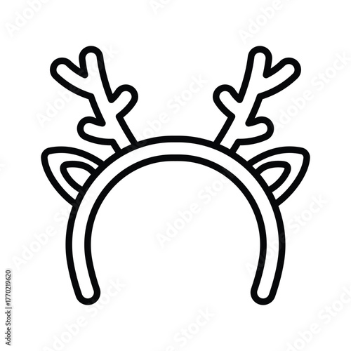 Winter antler headband icon in line design style