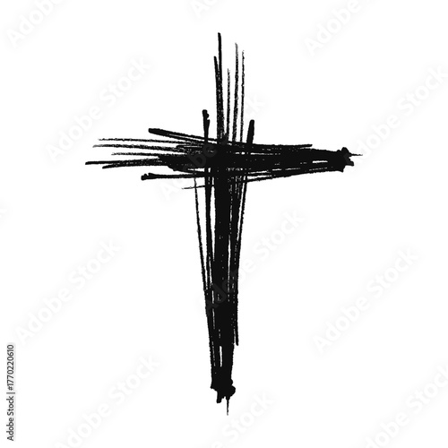 Vector image of a Christian cross silhouette in various styles. Concept of Orthodoxy and faith. Element for your design.