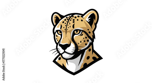 Detailed Cheetah Head Illustration with Distinctive Spot Pattern and Focused Gaze.