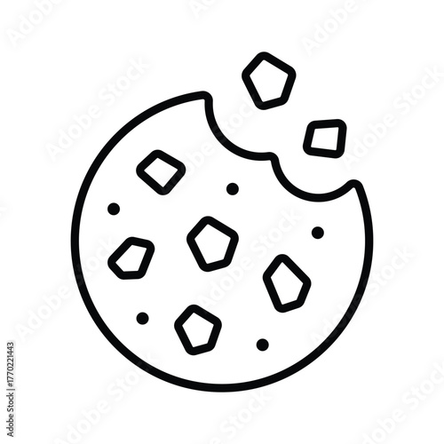 line icon of delicious Christmas cookies with choco chips for holiday treats
