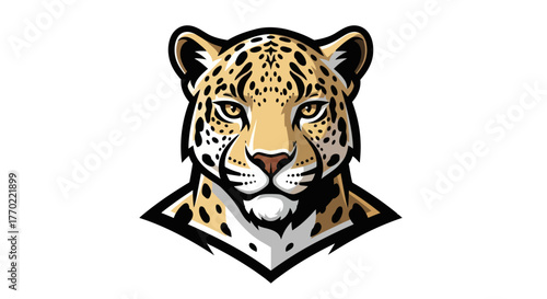 Detailed illustration of a jaguar head with focused gaze.