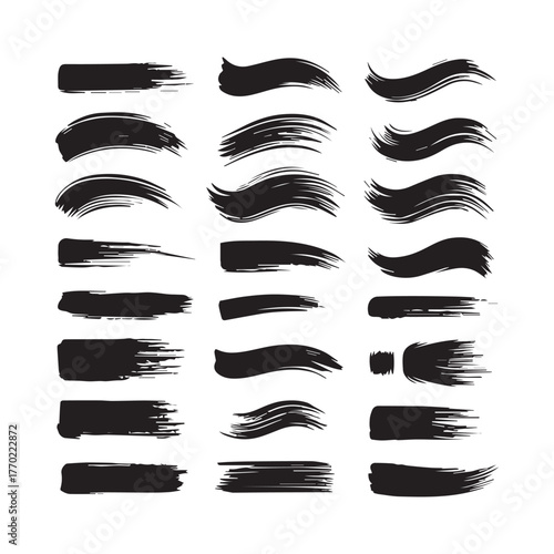 “Stylish Black Brush Stroke Set – Free Vector Design Elements”