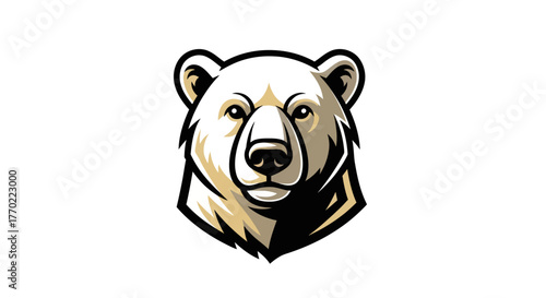 Detailed Polar Bear Head Mascot Logo with Bold Outlines and Shading.