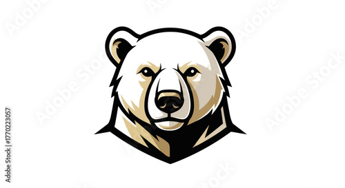 Detailed Polar Bear Head Vector Illustration with Focused Gaze.