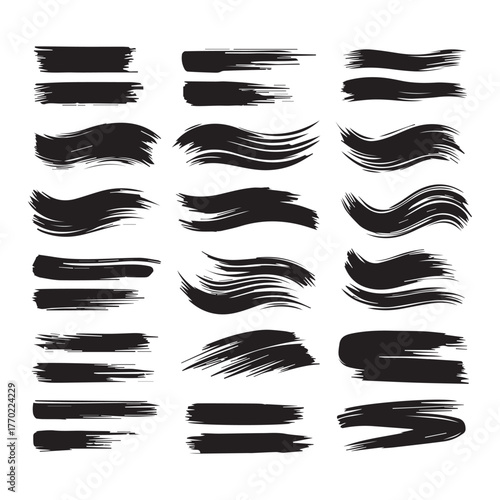 Abstract Brush Strokes, Paint Brush Textures, Artistic Ink Lines