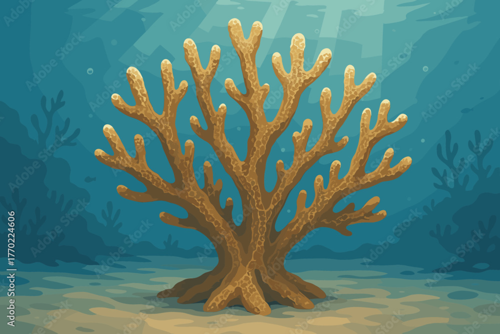 Fototapeta premium Illustration through surface soft light patterns piece branching underwater coral filtering vector