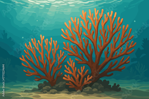 Coral reflections light vector scene slightly creating illustration elegance branches underwater natural