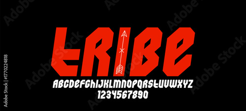 Urban italic massive geometric font for logos and emblems, minimal strong vector typeface, typography with no round elements, only corners and straight lines geometry.