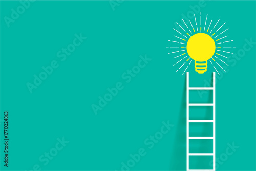 Creative Idea Ladder Concept  Innovation, Success, and Bright Lightbulb Inspiration